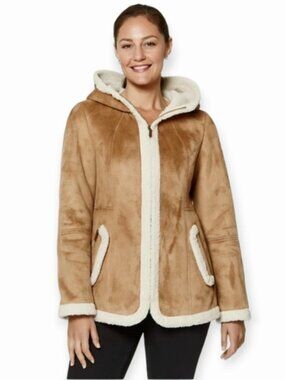 Koolaburra by UGG Hooded Shearling Jacket Tan Brown Size XL NWT